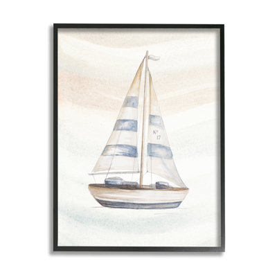 " Nautical Sailboat Drifting Pale Abstract Ocean Waves " by Patricia Pinto