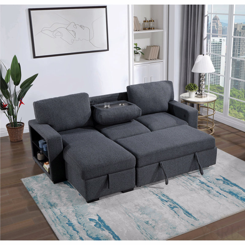 Dark Grey Pull Out Sofa Bed
