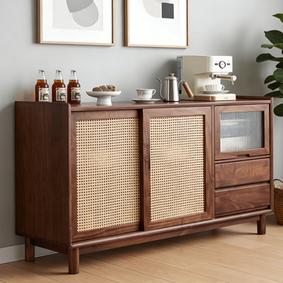 Simple black walnut solid wood sideboard
