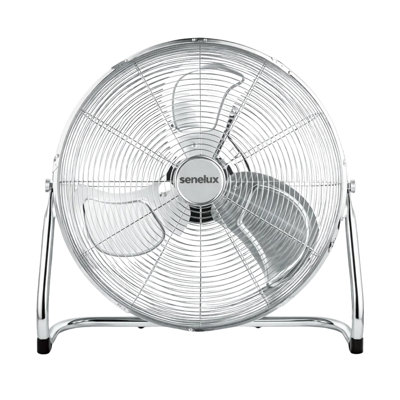 Senelux 16 Inch Chrome Floor Fan with Adjustable Tilt and Multiple Fan Speeds