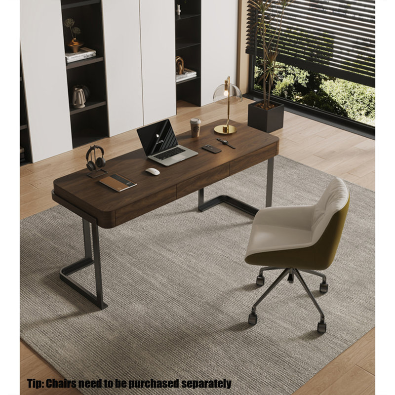Bureau en bois massif noyer Minimalist, H 29,53 po x l 55,12 po x P 23,62 po