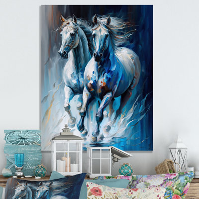 Deux chevaux qui courent II - cheval, impression sur toile