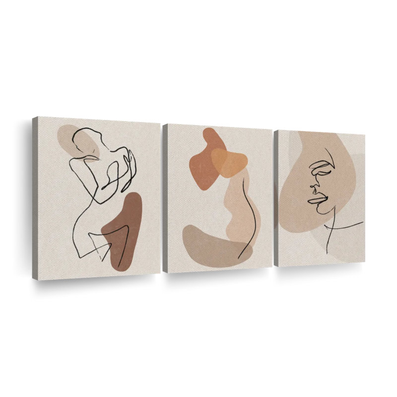 Son visage et son corps sur toile, ensemble de 3 pièces, H 12 po x l 26 po x P 1 po