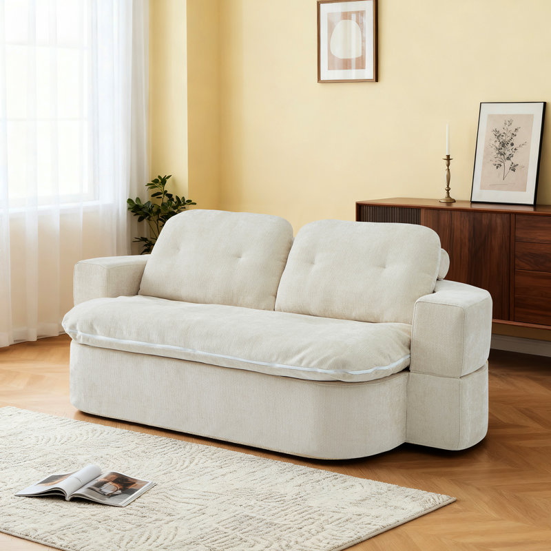 Canapé-lit moderne avec 2 coussins, canapé-lit en velours côtelé rembourré de mousse, aucun assemblage requis, coussin de canapé convertible se déplie en courtepointe, matelas pliant pour le salon, salle de jeux