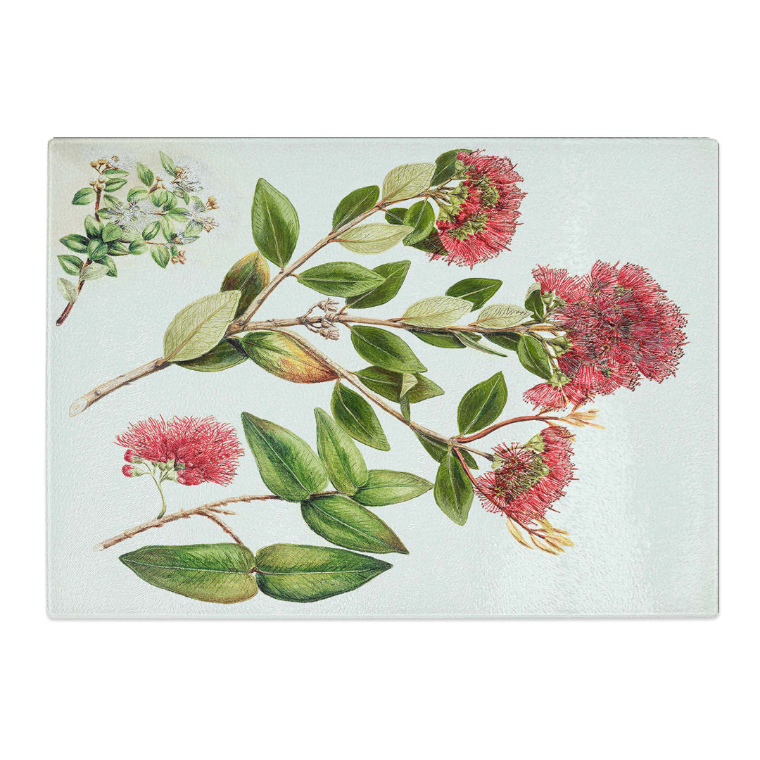 Tempered Glass Aka. Rata Flowers by Sarah Featon Chopping Board