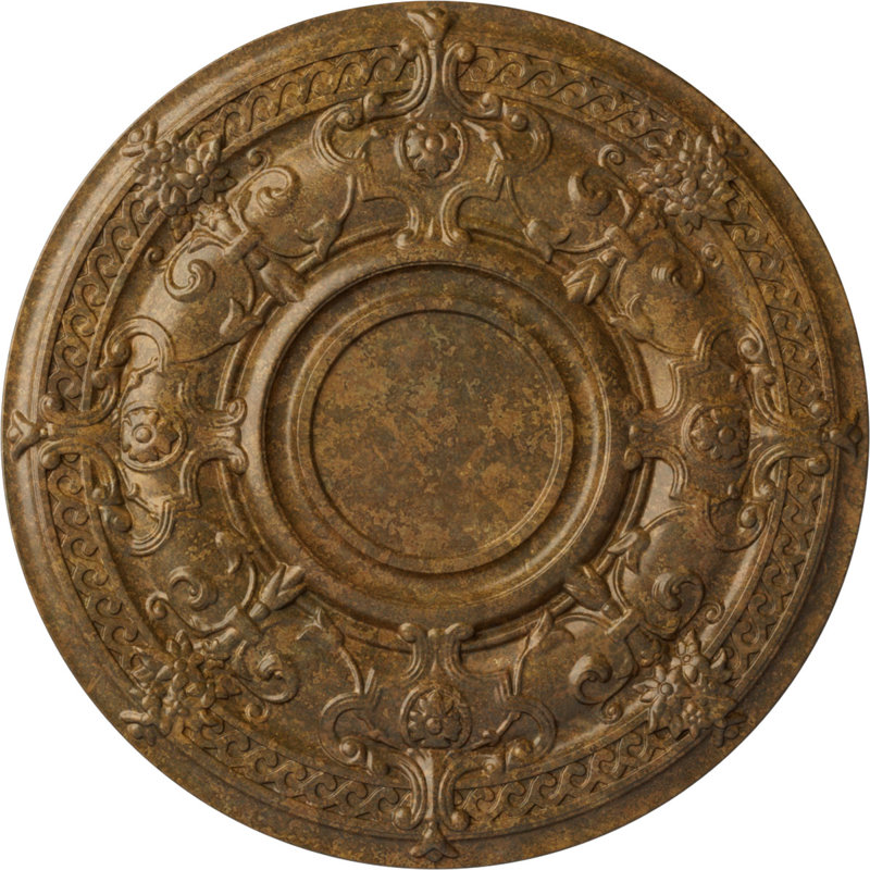Endurathane Dauphine Ceiling Medallion, 33 7/8"OD x 1 3/8"P (Fits Canopies up to 13 1/4"), Hand-Painted Rubbed Bronze Finish