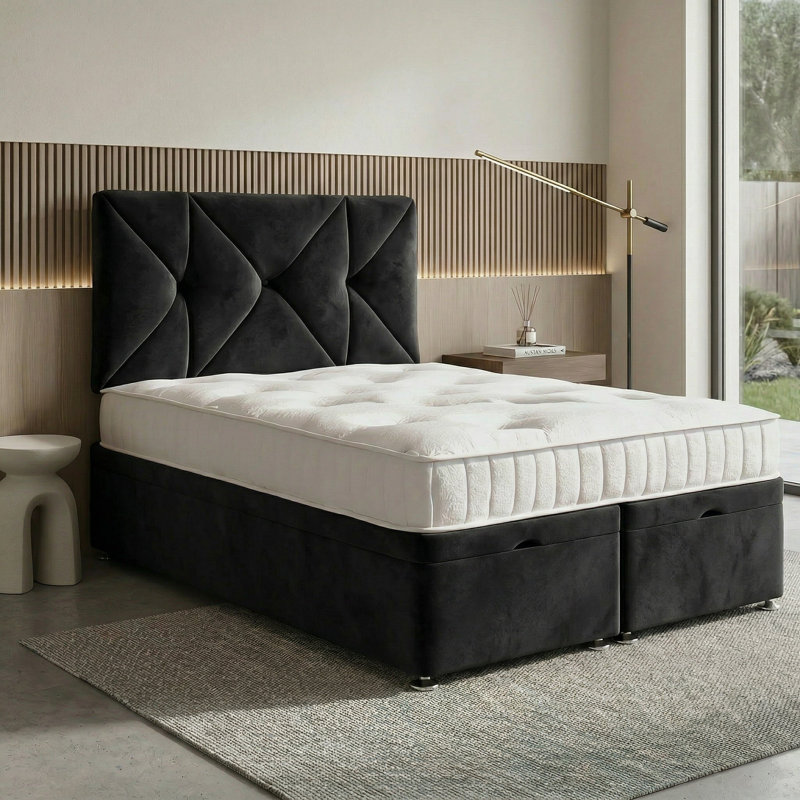 Eclipse Ottoman Storage Bed, Double, Black