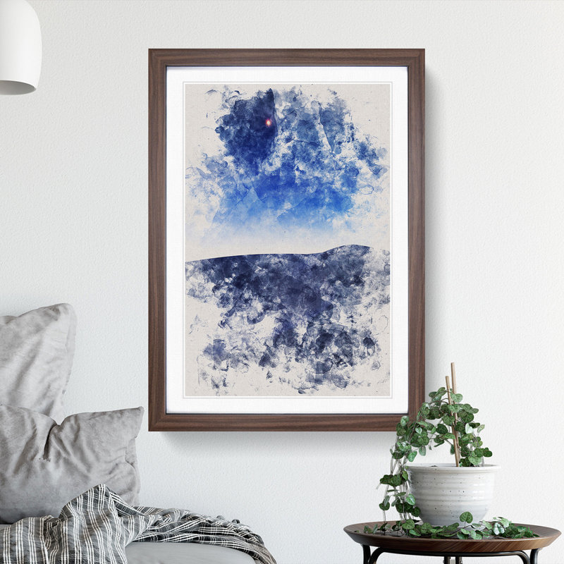 Sand Dunes at Night Watercolour - Picture Frame Graphic Art, 36cm H x 27cm W x 2cm D, Walnut