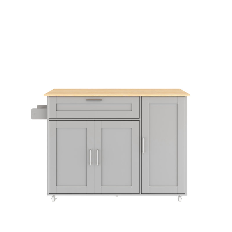 Wood Kitchen Island, Gray