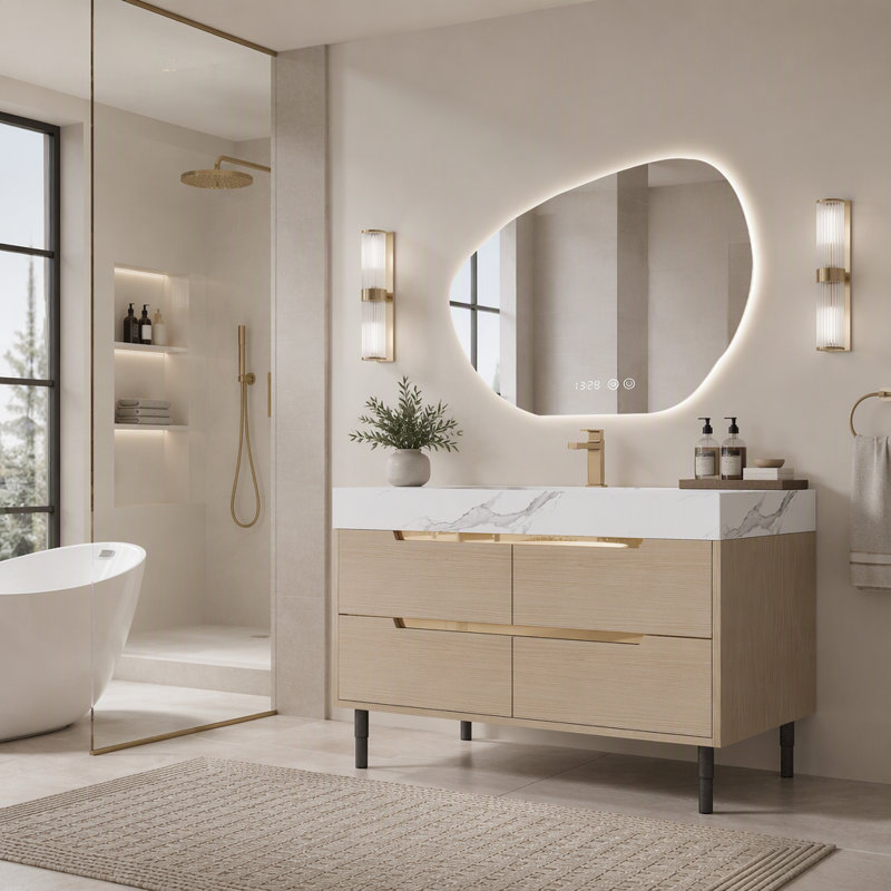 Free Standing Wall Mounted Single Double Single Vanity Bathroom Vanity With Stone Top