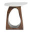 Table de bout 22 po en forme de marbre blanc et noyer et bois massif