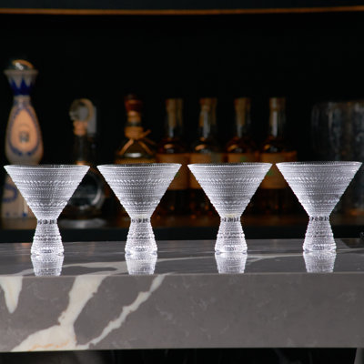 Clear Hobnail Martini Glasses - Embossed Martini Glasses 9oz - Set of 4