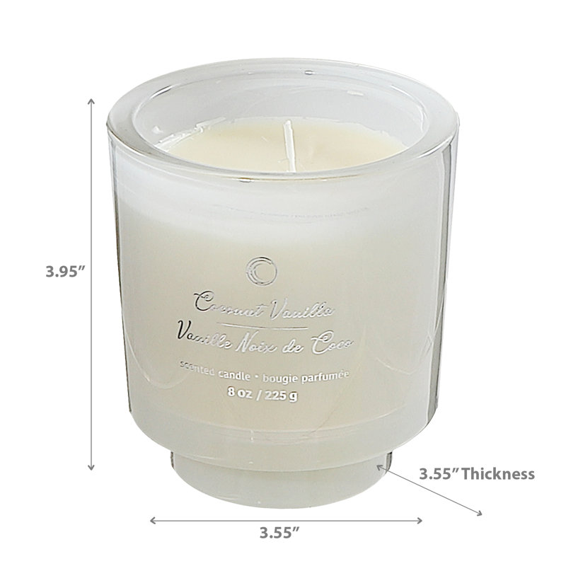 Bougie ronde 8 oz à haute brillance, vanille et noix de coco