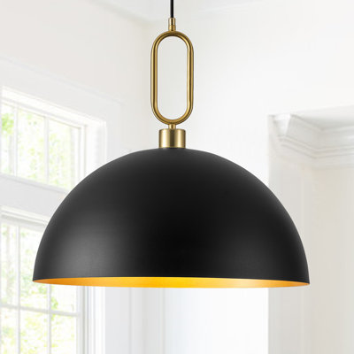 Meghrig 1 - Light 17.7"/19.7"/23.6" Wide Modern Industrial Oversized Large Single Dome Pendant with Wrought Iron
