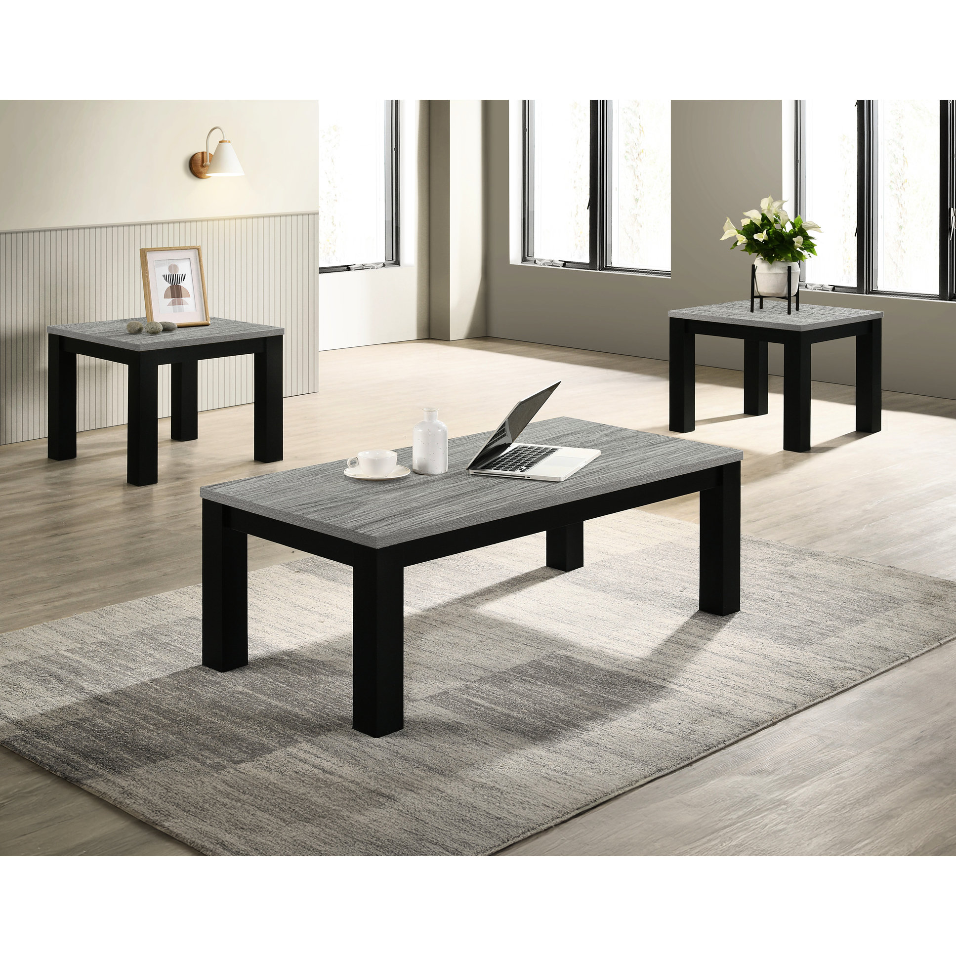 Latitude Run® Timeless Gray Black Table For Living Area - Coffee And ...