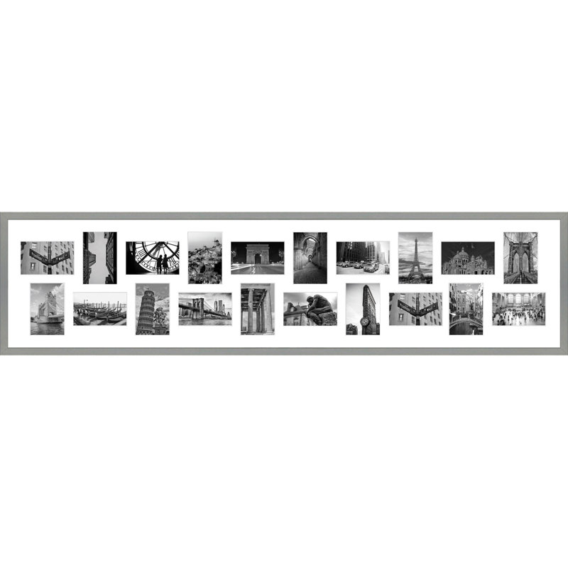Larni Wood Picture Frame with Mat, Light Grey