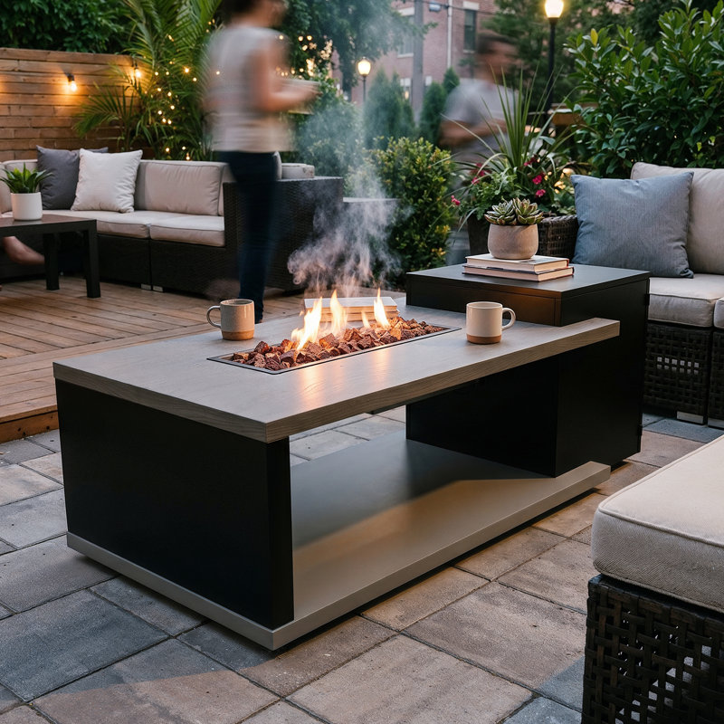 Foyer de table au propane 50 000 BTU avec arrêt automatique, foyer d'extérieur au gaz certifié CSA pour le divertissement dans la cour