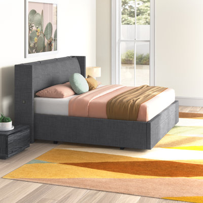 Pernelia Upholstered Wingback Storage Bed
