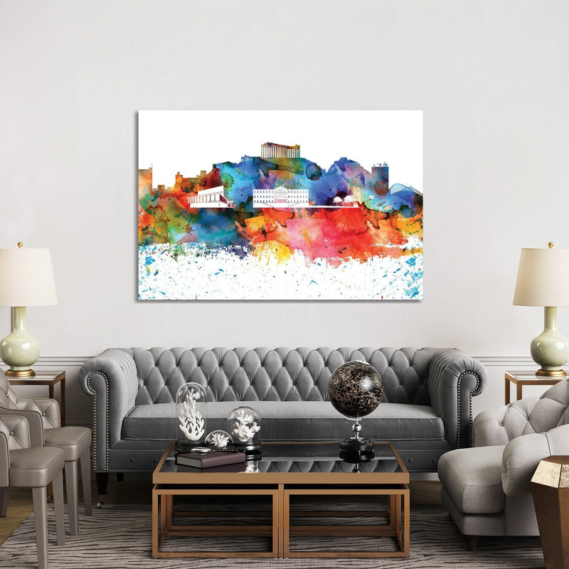 Athens Skyline by WallDecorAddict - Wrapped Canvas Painting, 152.5 cm H x 101.5 cm W