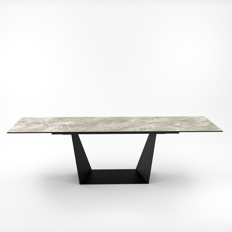 35.43 " Extendable Rectangular with Steel Base Dining Table