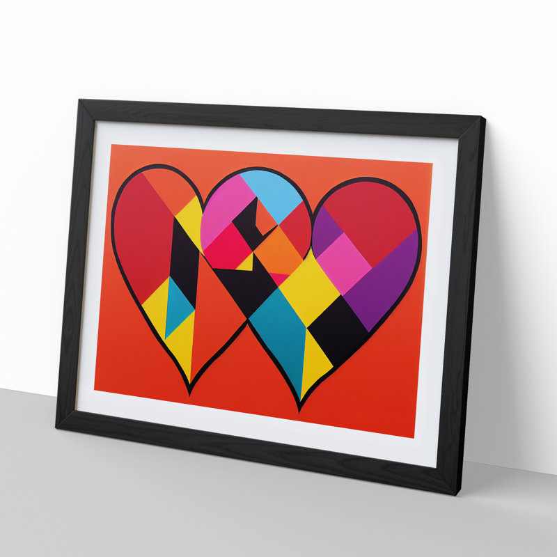 Love He Pop Abstract - Single Picture Frame Print, 46cm H x 64cm W, Black