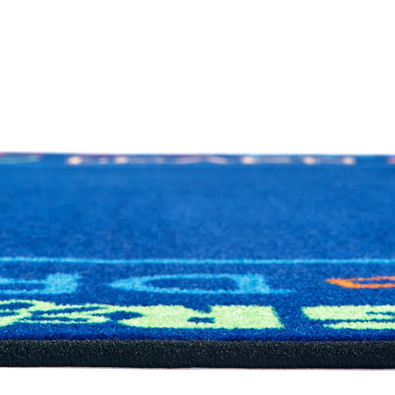 Tapis bleu touffeté de qualité supérieure Read To Dream, Rectangle de 4 pi x 6 pi