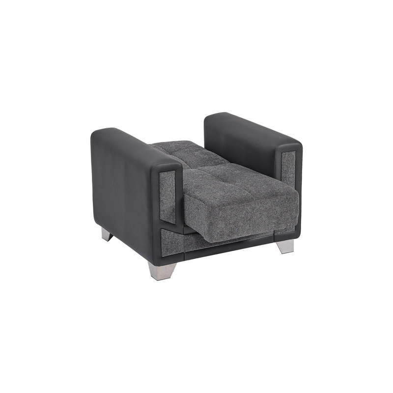 Fauteuil convertible avec accoudoirs convertibles 3-en-1 Jaelanie Max, Gris chenille