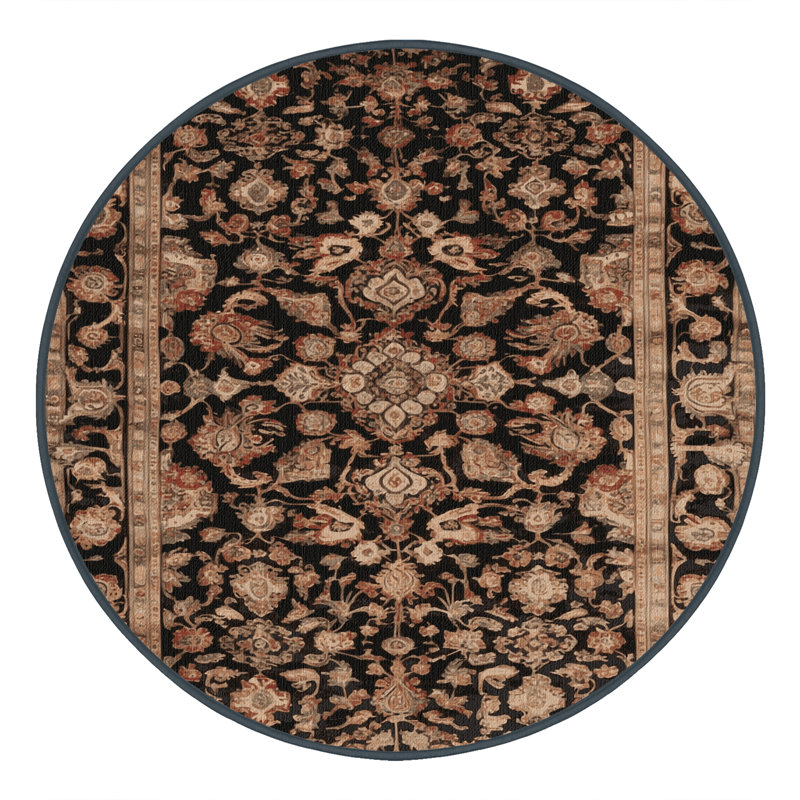 Tapis brun lavable à la machine, Rond 3 pi