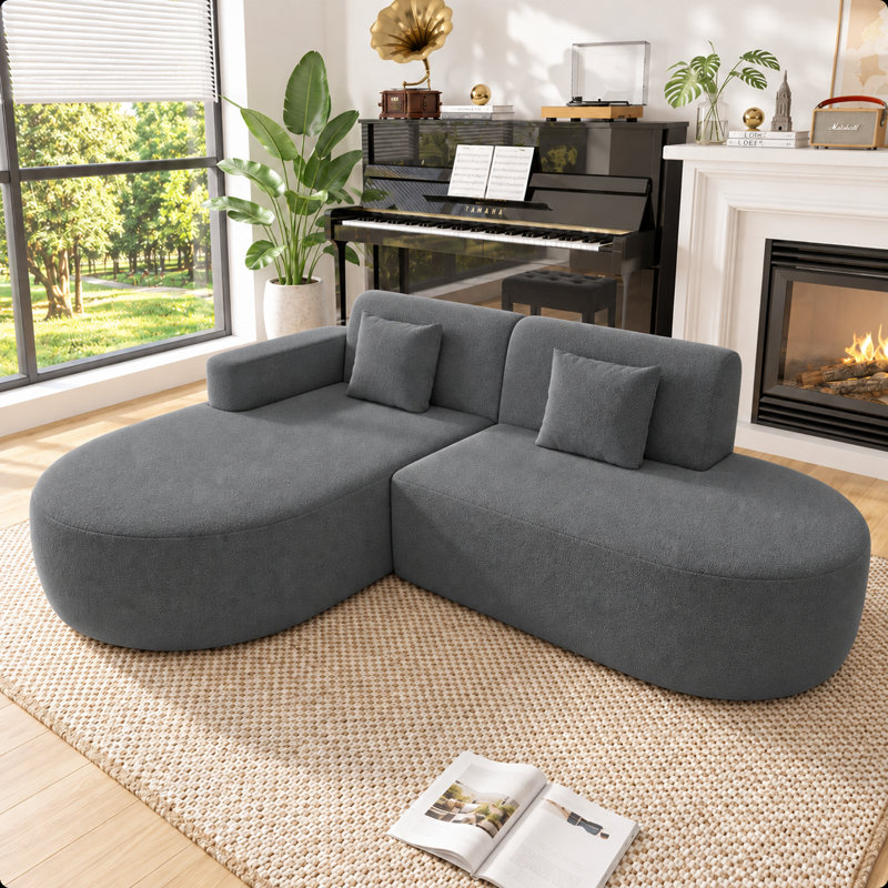 3 Seater Sofa & Chaise, Grey