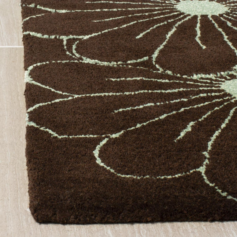 Avayah Soho Hand Tufted Wool And Viscose Floral Rug, Rectangle 5' x 8'