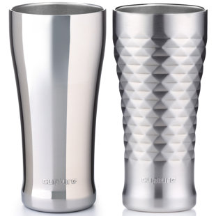 Verre à double paroi en acier inoxydable de 16 oz (Ensemble de 2)