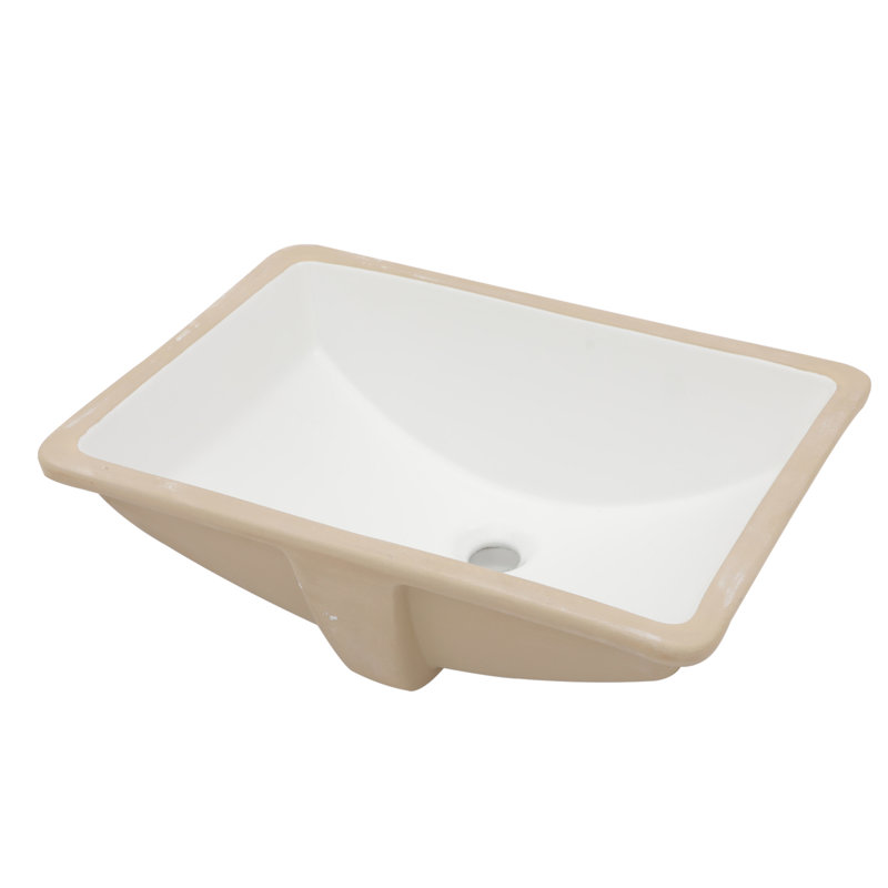 Lavabo de salle de bain rectangulaire encastré en céramique blanche avec trop-plein 21,5 po x 15 po