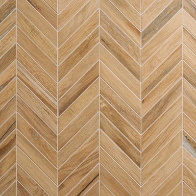 Eternal Chevron Birch Matte Porcelain Mosaic Tile