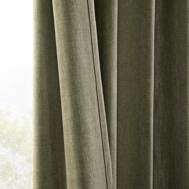 Farmbry Simply Faux Linen Curtains Pair - 2 Panels - Light Filtering Window Curtains, 50" W x 84" L, Green