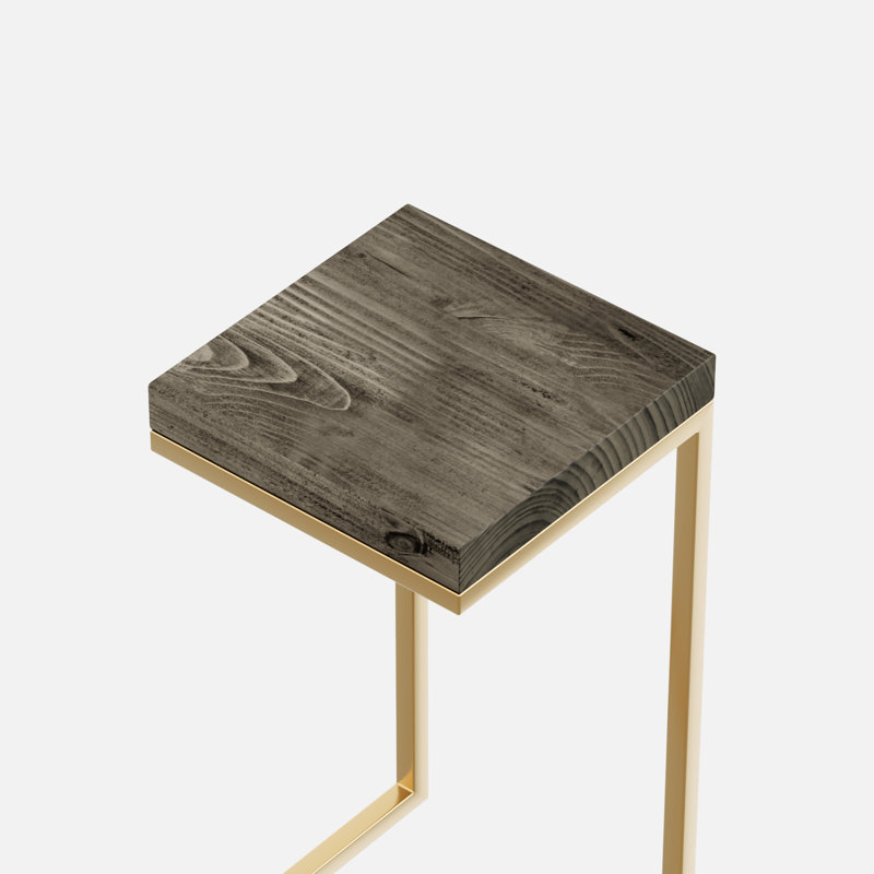 Table d'appoint en forme de C rustique, Tonneau vieilli, Doré