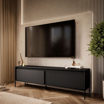 YASUMI two-door TV cabinet, matte black