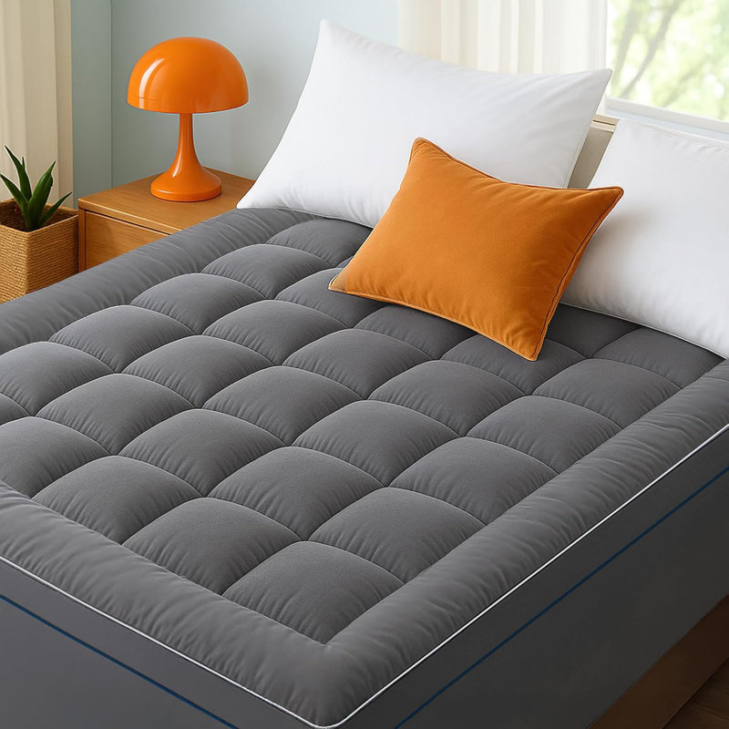 Bedsure Mattress Topper - Pillow Top Mattress Pad Cover With Deep Pocket Fits, Gray, Queen