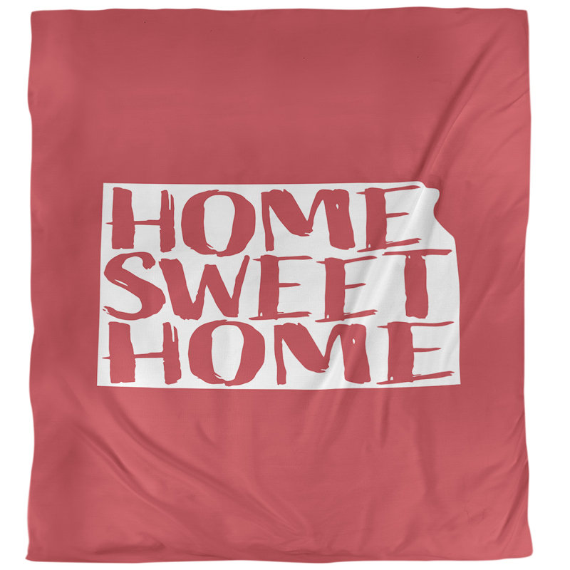 Housse de couette simple Kansas Home Sweet, Housse de couette pour très grand lit, Rouge, Microfibre