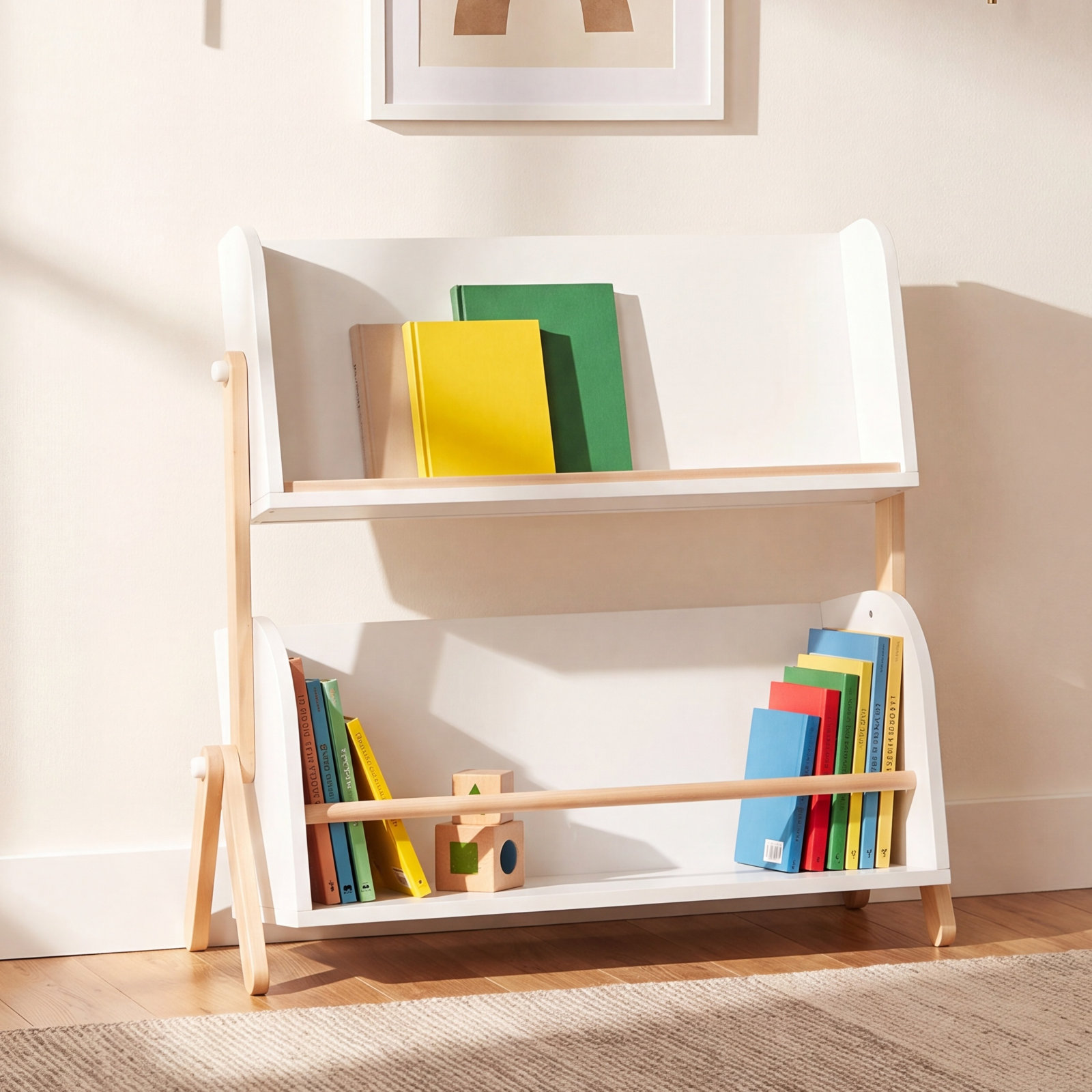 Tally Storage Bookcase, White/Natural