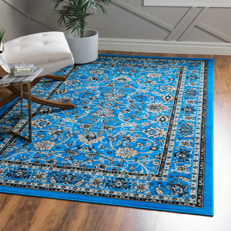Tapis bourgogne Bhatari, Bright Blue, Rectangle 10' x 13'1"