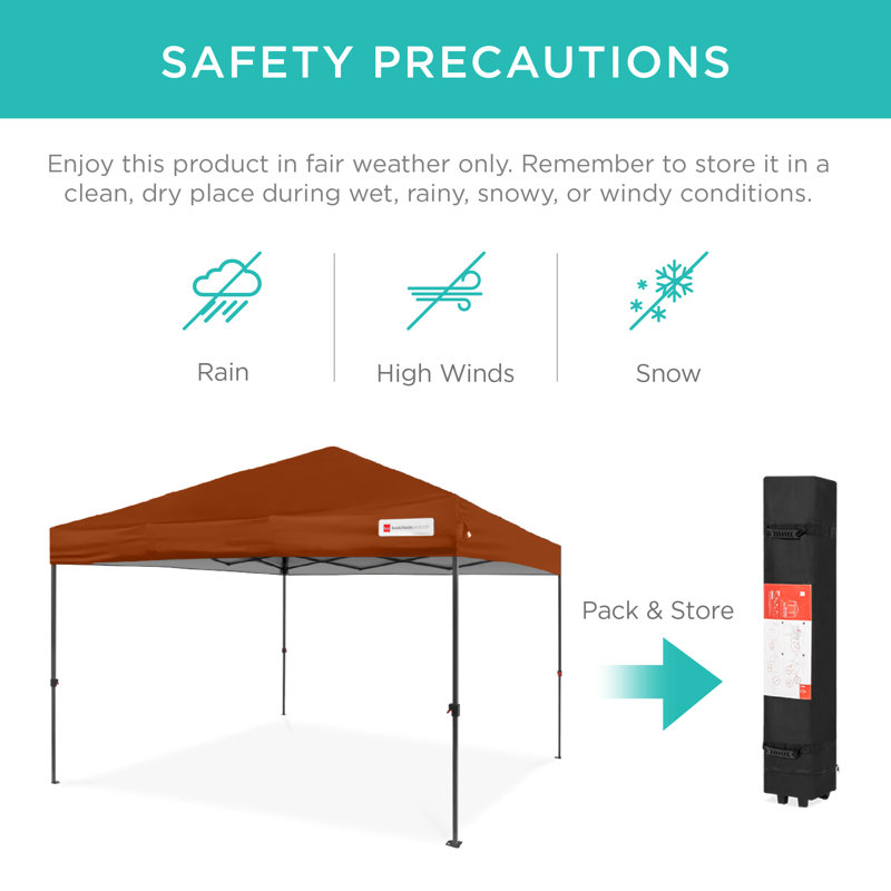 Best Choice Products Easy Setup Pop Up Canopy W/ 1-Button Setup, Wheeled Case, 4 Weight Bags, 10ft x 10ft, Rust