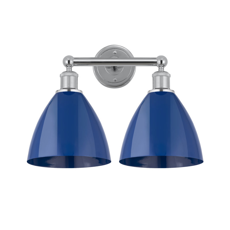 Éclairage pour meuble-lavabo de salle de bain 2 lumières 16,5 pouces Anjail Dome, Bleu, Chrome poli