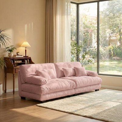 94.4" Cloud Sofa Couches for Living Room,2 Seater Sofa, Loveseat Sofa with 2 Lumbar Pillows and 2 Throw Pillows Sofa Couch for Small Space, Apartment