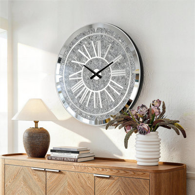 Round Glass Diamond Accent Wall Clock
