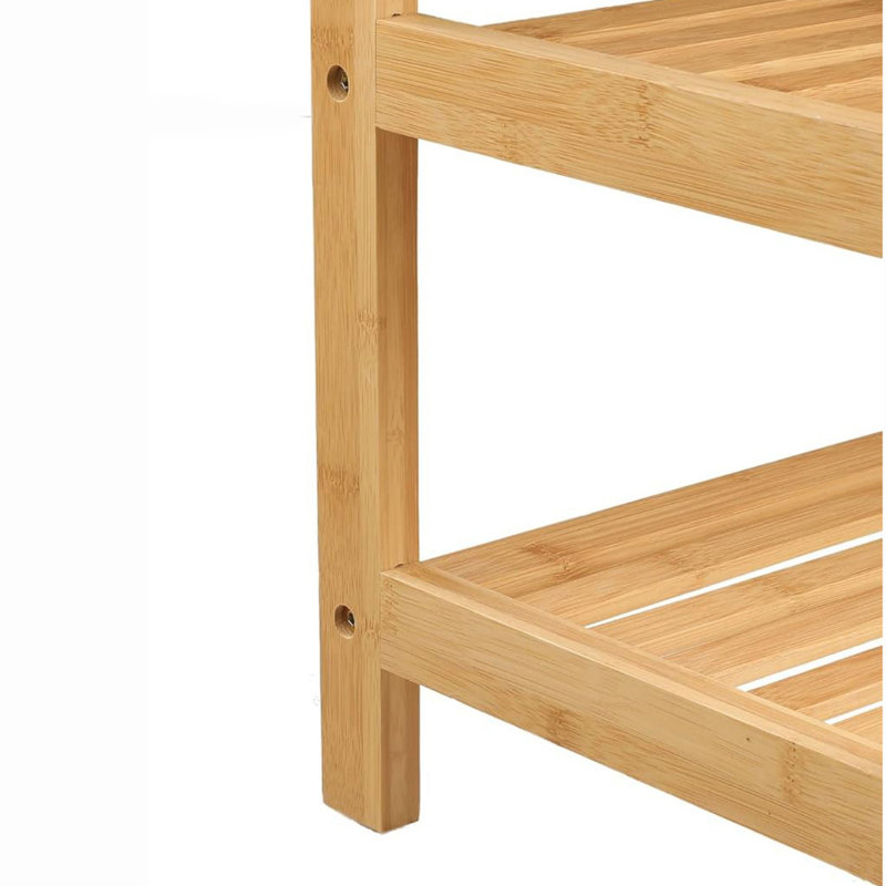 Bamboo Shoe Bench Rack with Storage, Natural