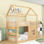 Lit maison en bois avec lumière DEL-1142478055