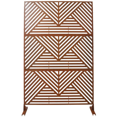 Écran d'intimité extérieur et intérieur en métal H 76 po x l 48 po, écran d'intimité décoratif autoportant pour terrasse de balcon, panneaux de clôture d'intimité pour jardin extérieur PS101 RUSTY