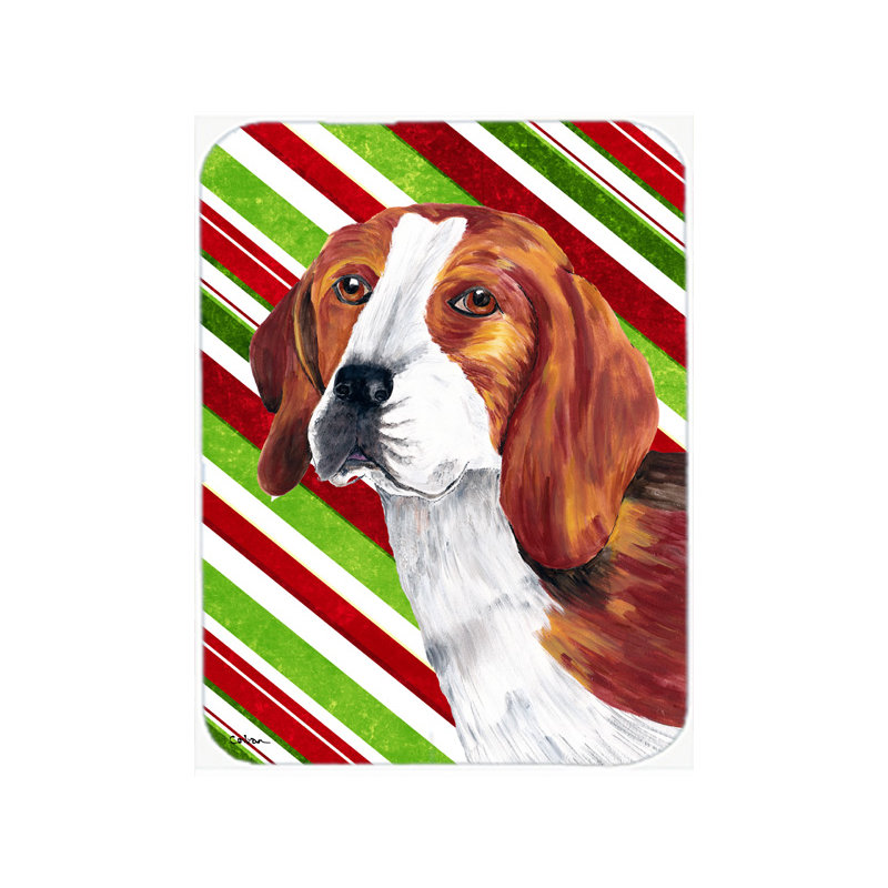 East Urban Home Beagle Candy Cane Holiday Christmas Glass Cutting Board