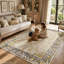Tapis oriental oriental avec motif doré et vert - Tapis à motif traditionnel pour le salon et la chambre à coucher-1579488719