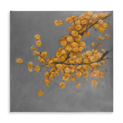 Gray Floral Tablecloth - Golden Wattle Plant Home Decor